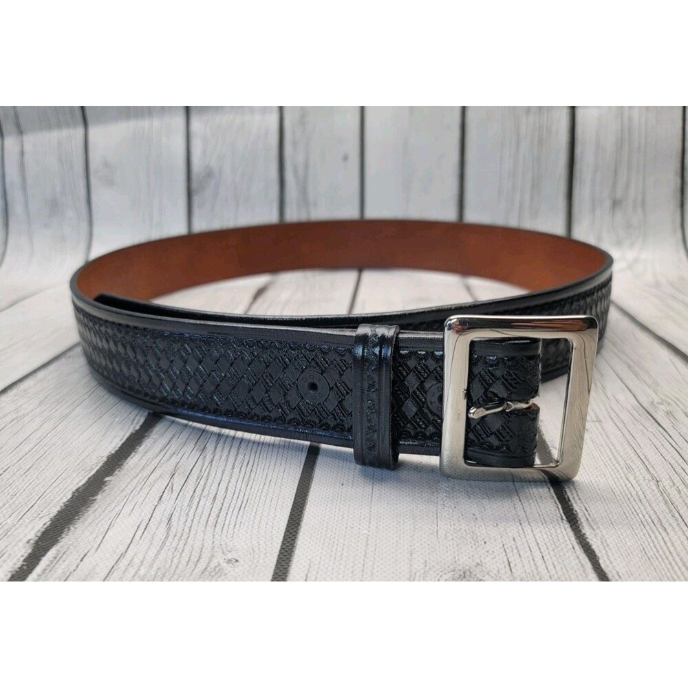 Don Hume Basketweave Black Leather Uniform Garrison Belt Mens 40 1.75 In US Made